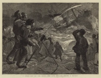 Parní loď na skalách, Life Brigade odpalující raketu